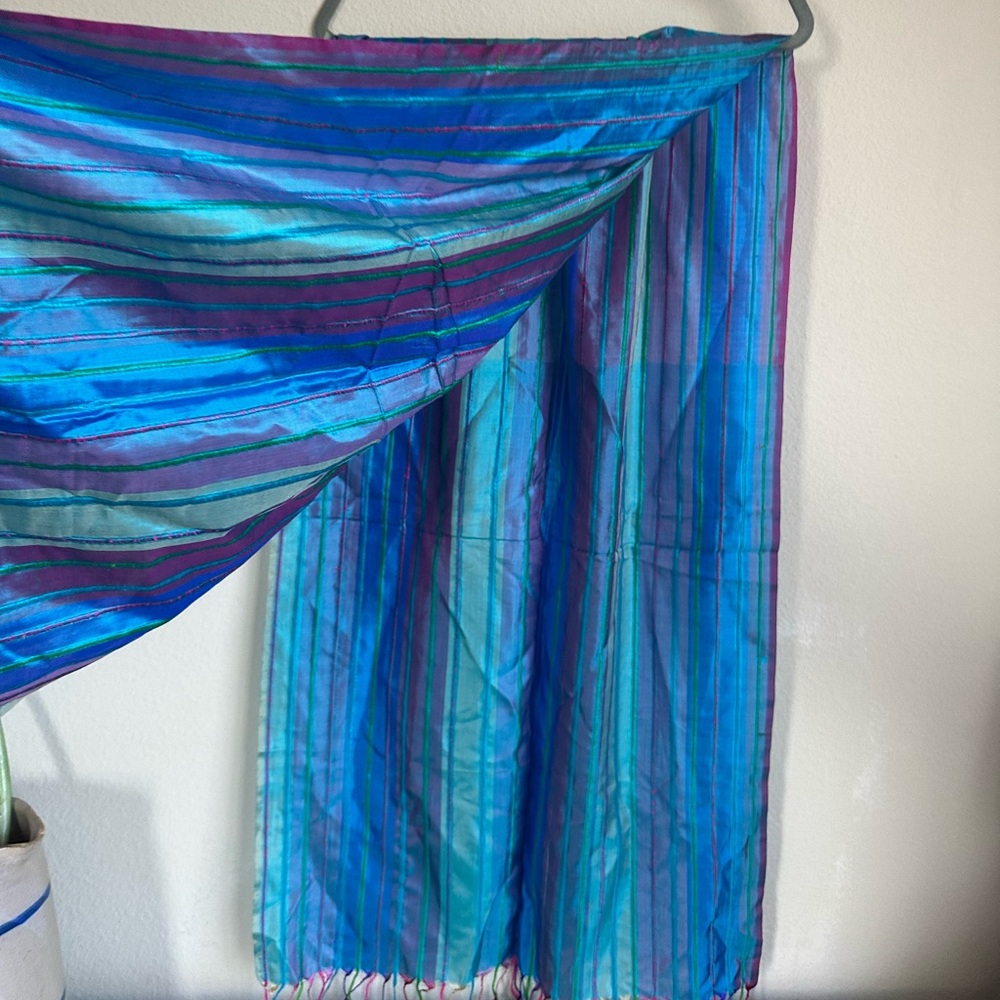 NWT Pappu Mama Blue Silk Scarf - Picture 10 of 12